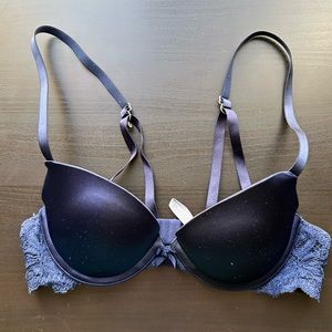 Aerie Navy Blue Push Up Bra with Lace Detailing Size 32B EUC